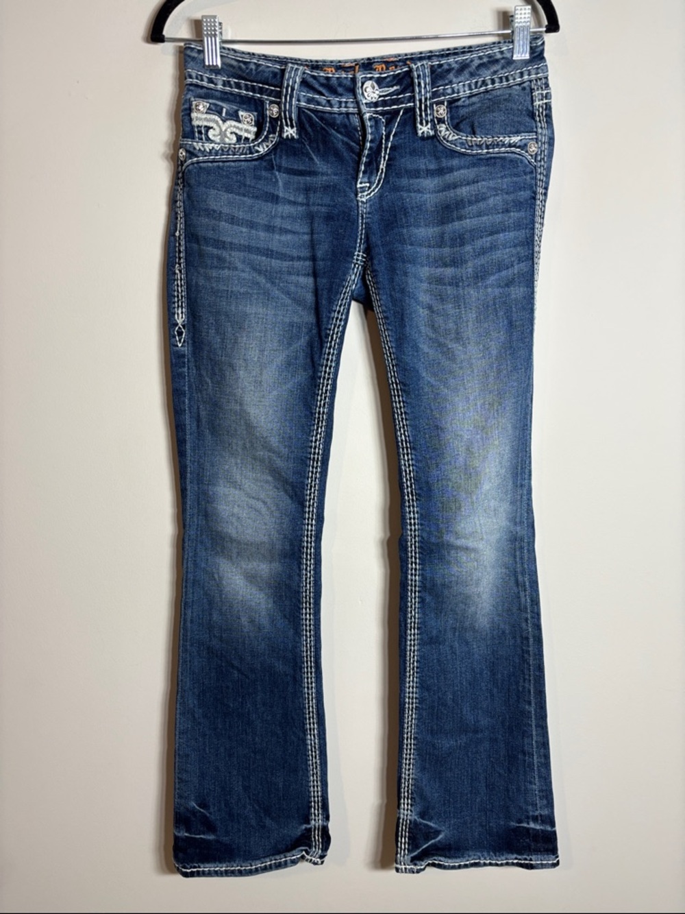 Rock Revival Abbie Bootcut Jeans Thick Stitch Embellished 27